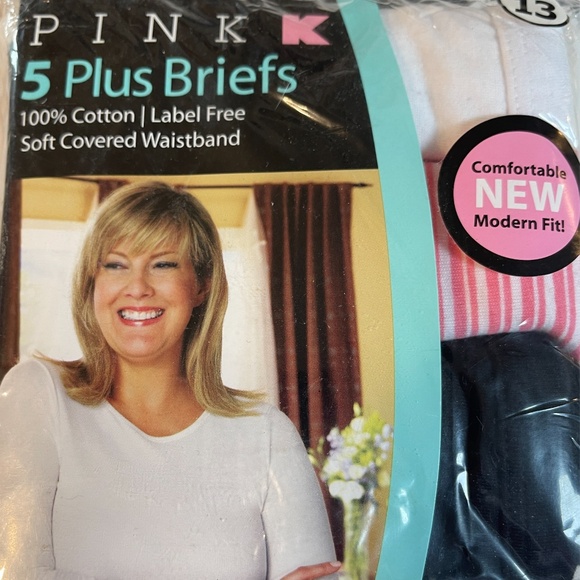 Kmart PINK Briefs Underwear Womens Plus Sz 13 Cotton 5 Pack Pink Black Floral - Picture 12 of 13
